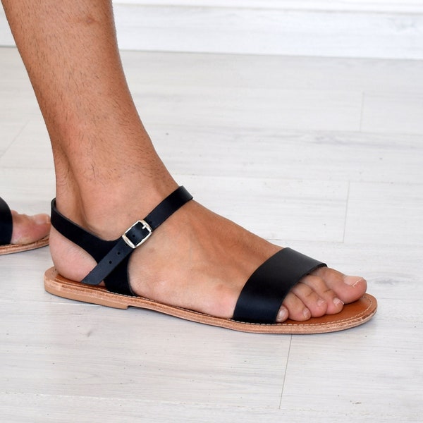 Sandalias de cuero griego hechas a mano para hombre