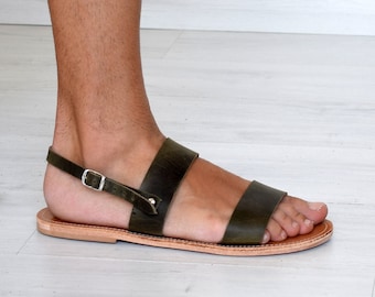 Greek sandals, Spartan leather sandals, handmade sandals, handcrafted leather, khaki sandals ARTEMIS