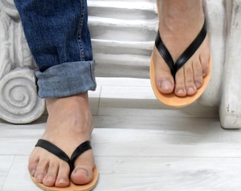 Men's Earthing Leather Flip Flops – Handmade Grounding Sandals
