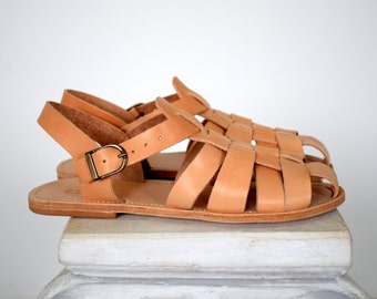 Fisherman Greek Men Leather Sandals made by hand.