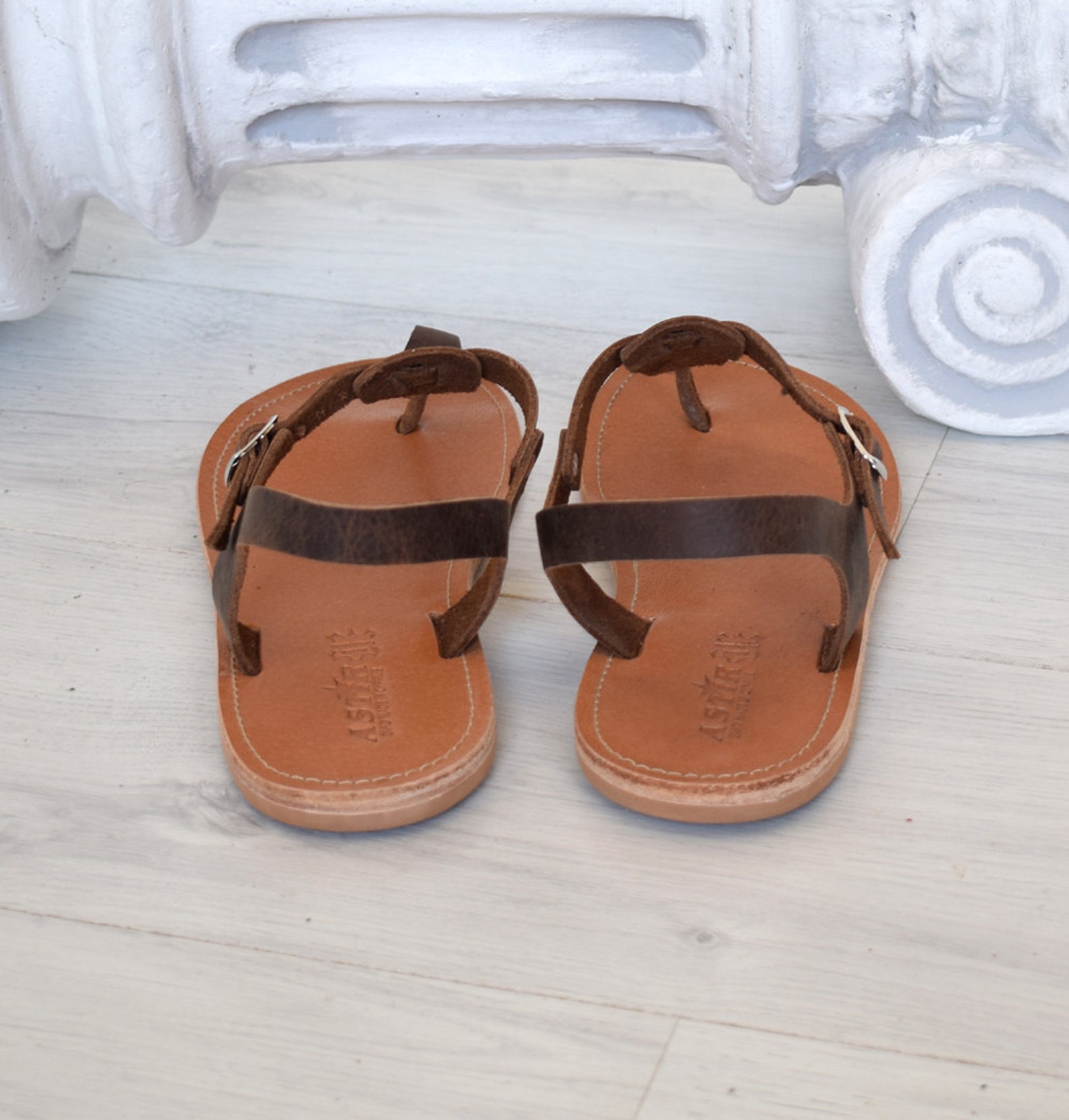 Sandales romaines sandales brunes T bar pour hommes sandales Etsy France