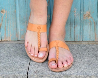 Flip Flop Sandals, Jesus Sandals, Genuine Leather, Sandals, Natural Leather, Women Sandals, Beach Shoes, Bohemian Leather Sandals, NIKOURIA1