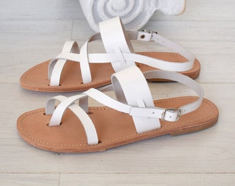 NISA Ankle strap sandals, white sandals handmade sandals, Boho sandals, Strappy Sandals, Wedding Shoes, Unisex Sandals