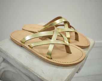 Women's Huarache leather sandals in Greek Style - CORALIE