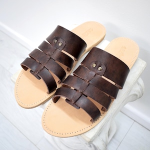 Men&#39;s Handmade leather sandals, High Quality Genuine Leather.