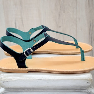 T-bar sandals, Men and Women with Genuine Leather