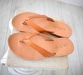 Flip Flop - Thong men Greek Leather sandals, slipers Men, Tan Color, leather sole - insole product logo