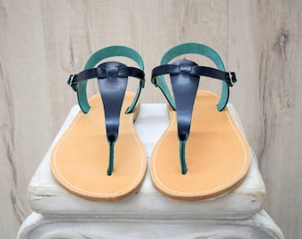 Men's Greek Leather Sandals – Handmade Toe Loop Flats, Zero Heel Earthing Footwear