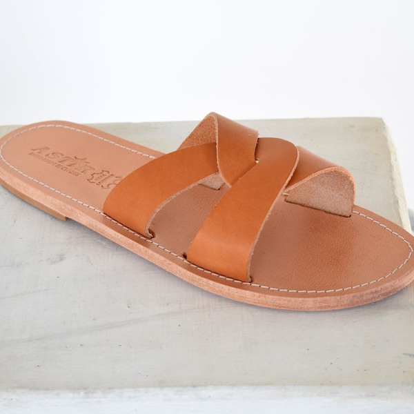 Women Greek leather sandals, YASEMI