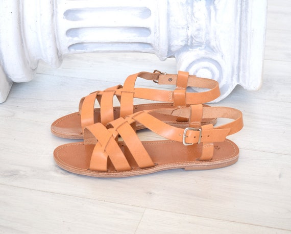 Ancient Greek Leather Sandals in Natural Tan Color Elegant - Etsy