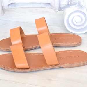 Men Slide Handmade Sandals with Leather