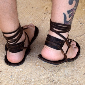 Genuine leather Barefoot, Brown Huarache sandals, Ankle strap sandals, running sandals, elegant gladiator, Beach shoes, Leather sandals image 3