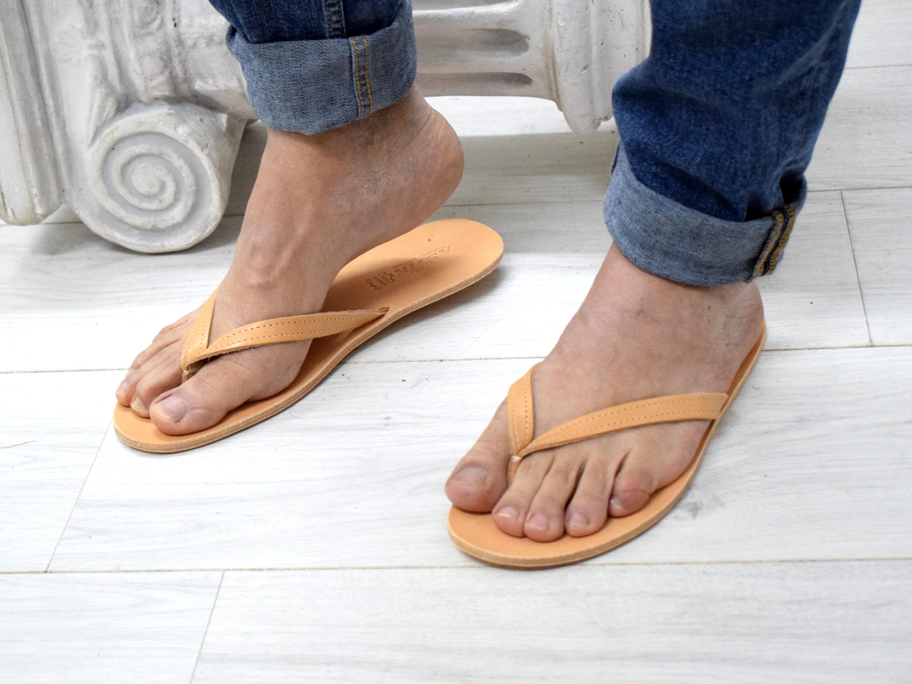 Men Earthing Men's Earthing Leather Flip Flops – Handmade Grounding Sandals - Etsy