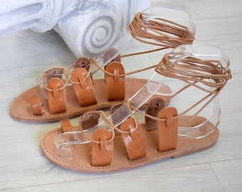 Lace up sandals, Gladiator sandals, rope sandals,  elegant gladiator,  natural tan gladiator sandals, unique design, Greek Sandals, CHRYSI