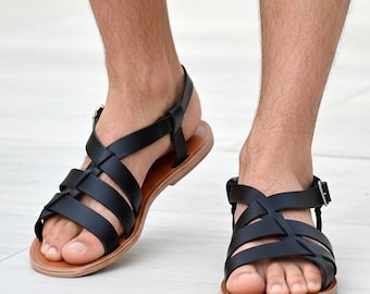 Men’s Greek Gladiator Sandals – Handmade Minimal Summer Footwear LEROS