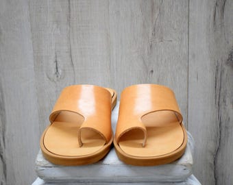 Men’s Greek Leather Sandals – Handmade Summer Slip-Ons with Rubber Sole