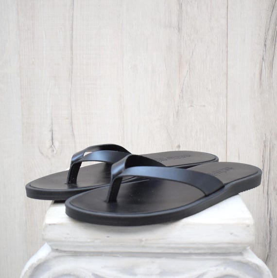 Men’s Handmade Greek Leather Flip Flops – Comfortable Summer Sandals with Rubber Sole