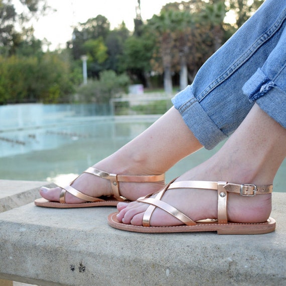 Leather sandals, Flat sandals, Strappy sandals