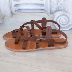 Ancient Greek Style Leather Sandals Handmade for Men with straps, TILOS