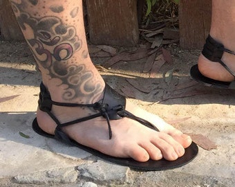 Andros Barefoot Sandals in black, Men Sandals, Handmade Sandals, Black Sandals, Boho Sandals, Summer Sandals, Beach Sandals, Men Barefoot