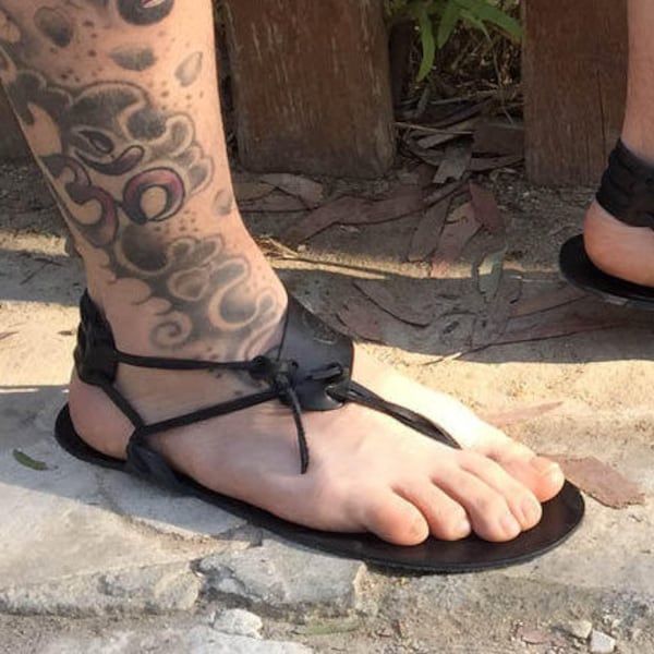 Barefoot Sandals in black, Men Sandals, Handmade Sandals, Black Sandals, Boho Sandals, Summer Sandals, Beach Sandals, Men Barefoot, ANDROS1