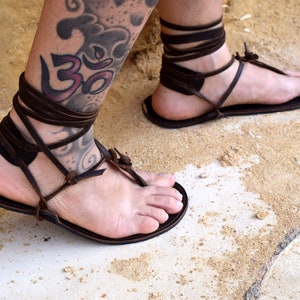 Genuine leather Barefoot, Brown Huarache sandals, Ankle strap sandals, running sandals, elegant gladiator, Beach shoes, Leather sandals