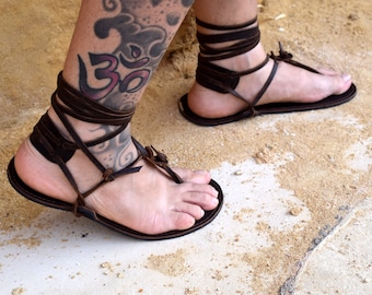 Genuine leather Barefoot, Brown Huarache sandals, Ankle strap sandals, running sandals, elegant gladiator, Beach shoes, Leather sandals
