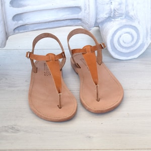 T-bar sandals, Men sandals, Women sandals, Handmade sandals, Genuine Leather, Classic and stylish, All leather, Natural tan sandals,SKOPELOS