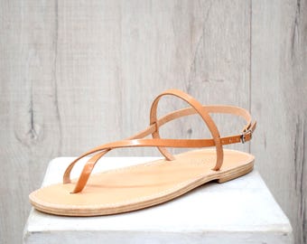 Women's Greek Leather Sandals – Handmade Strappy Flat Sandals for Summer, Wedding & Beach
