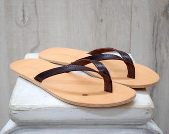Men’s Grounding Leather Flip Flops – Handmade Barefoot Sandals with Copper Rivets for Ultimate Earthing