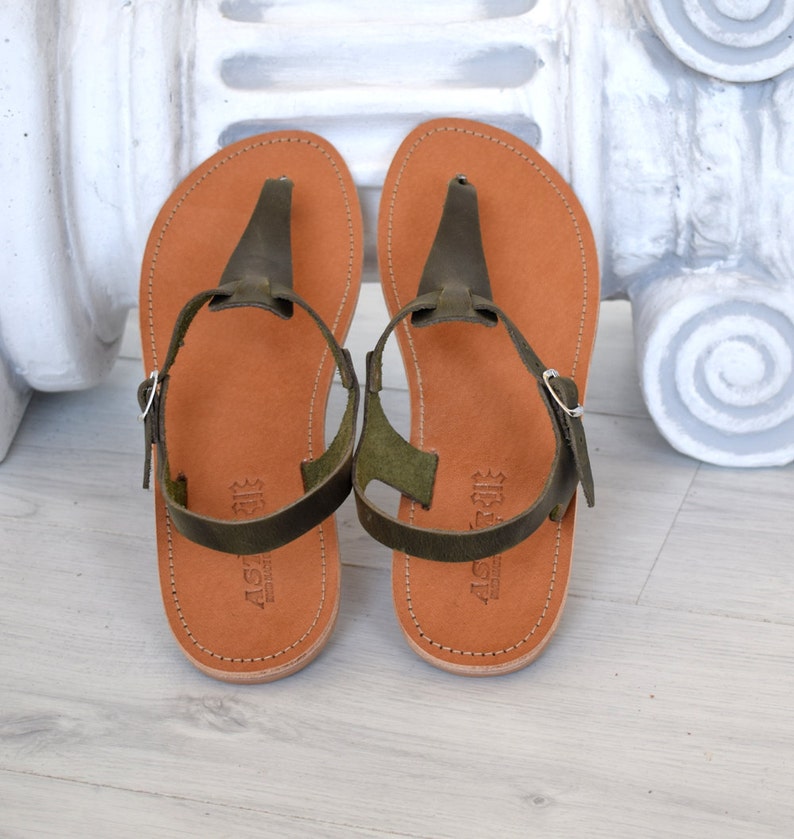 khaki green flat sandals