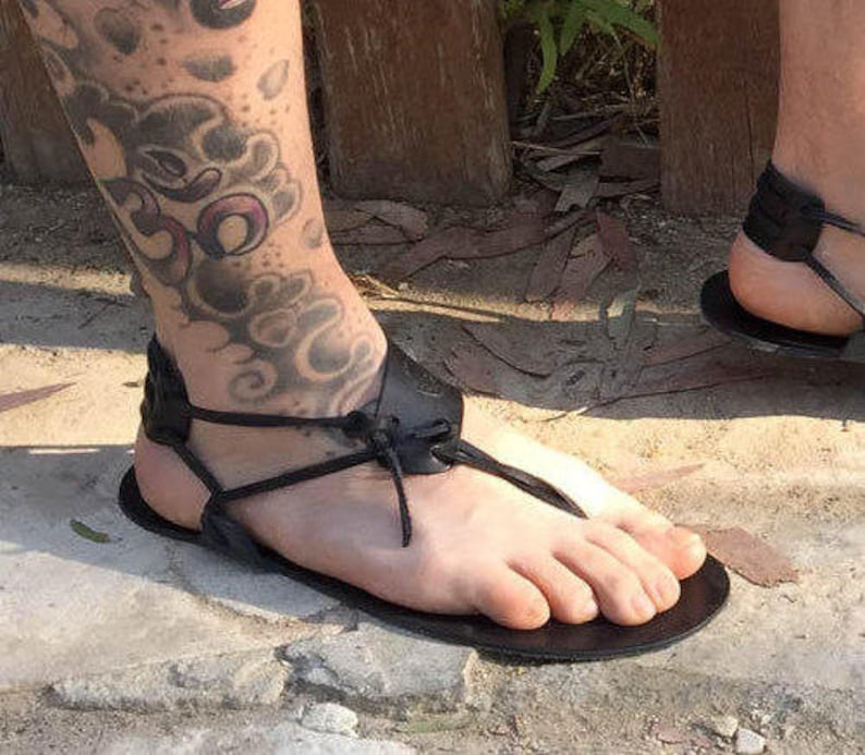 Ankle strap sandals, Genuine leather, Barefoot Huarache sandals, Boho sandals, Beach sandals, handcrafted leather, unique design, ANDROS image 4