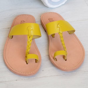 Bohemian Women&#39;s Leather Sandals with braid detail