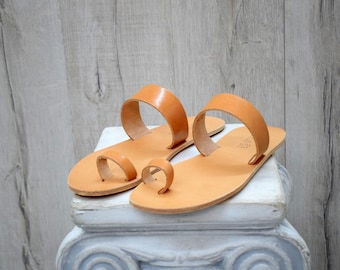 Men’s Greek Leather Sandals – Handmade Grounding Ring Toe Slip-Ons with Zero-Drop Sole by Astir Sandals