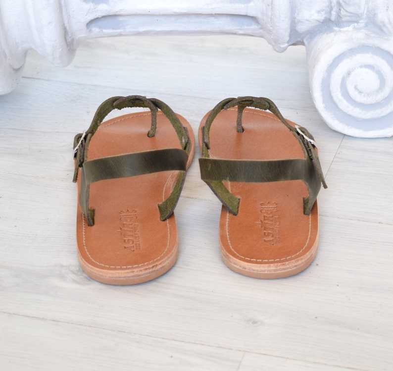 khaki green flat sandals