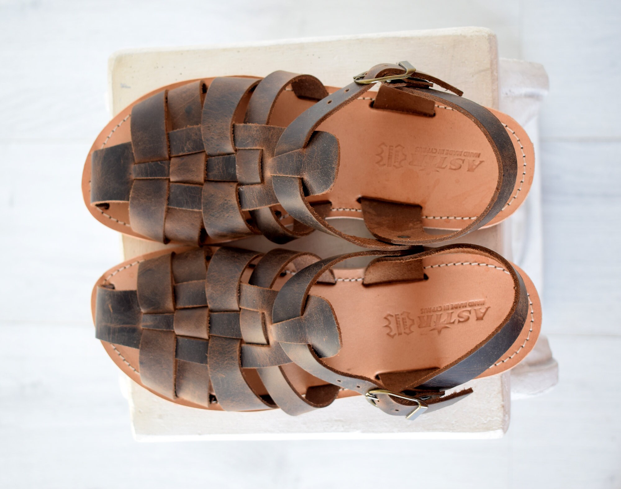 Fisherman Greek Men Leather Sandals Made by Hand. - Etsy Canada display picture 1