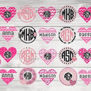 Heart Monogram Bundle svg, png, dxf, eps