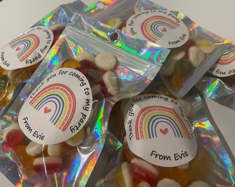 Rainbow party favours, party bags, sweet party favours