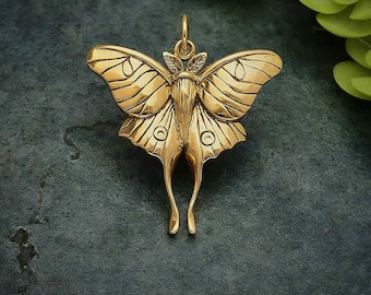 Luna Moth Necklace Bronze or 925 Sterling Silver Luna Pendant. Gold Luna Moth Necklace