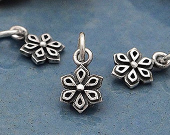 925 Sterling Silver TINY Mandala Charm. 925 Solid Sterling Mini Mandala Necklace. Lotus Mandala Pendant.