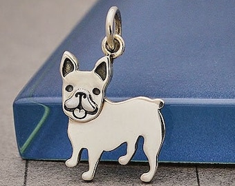 Sterling Silver Frenchie Charm. .925 Sterling Silver French Bulldog Charm. French Bulldog Gift.