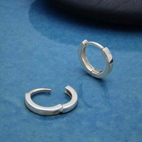 Sterling Silver Huggie Hoops.  Earrings. 925 Solid Sterling Silver Mini Hoop Earrings.  Tiny Hoop Earrings. 11mm Huggie Hoop Earrings.