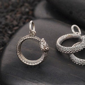 Tiny Ouroboros Charm. 925 Sterling Silver Ouroboros Snake Charm. Mini Ouroboros Charm.