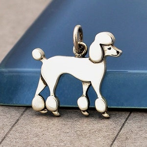 Sterling Silver Poodle Charm. 925 Sterling Silver Poodle Gift. Poodle Pendant. Poodle Necklace. image 1