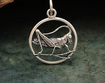 Sterling Silver Cricket Charm. Lucky Cricket Pendant. 925 Sterling Silver Cricket Necklace.