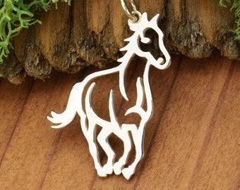 Sterling Silver Horse Charm. 925 Solid Sterling Silver Horseback Riding Pendant. Horse Necklace, Horseback Riding Gift.