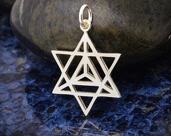 Sterling Silver Merkaba Star Charm. 925 Sterling Silver Merkabah Pendant. Merkaba Star Jewelry Sterling Silver. Merkaba Necklace.