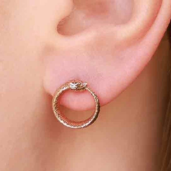 Ouroboros Earrings Gold or Silver  925 Sterling Silver or Bronze Ouroboros Studs with Sterling Silver Ear Posts