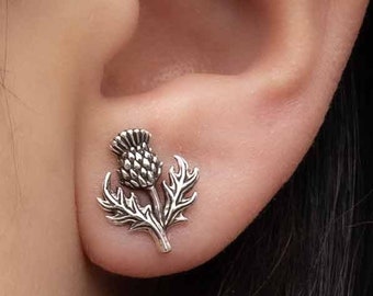 Thistle Earrings 925 Sterling Silver Thistle Stud Earrings Sterling Silver Small Thistle Jewelry