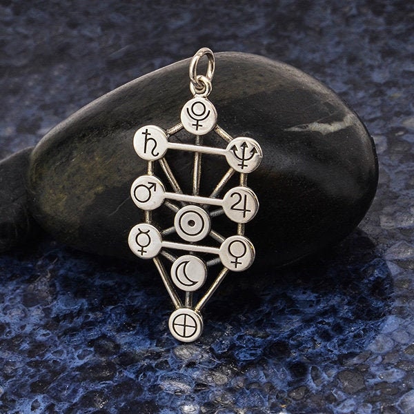 Sterling Silver Tarot Tree of Life Charm. Tree of Life Pendant. Tarot Necklace. Kabbalistic Tree of Life Spread. Planet Symbol Charm